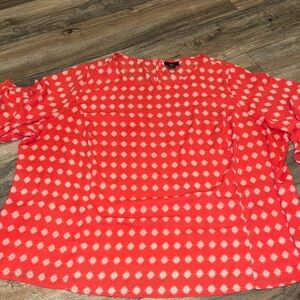 Liz Claiborne Blood Orange and White Patterned Blouse Sz3X